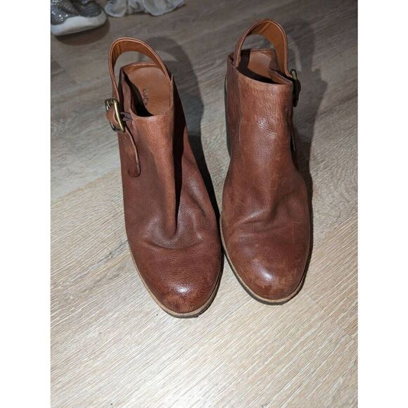 Lucky Brand Machiko Booties Womens 8.5 Brown Leather Distressed Stacked Heeled M - Picture 8 of 13